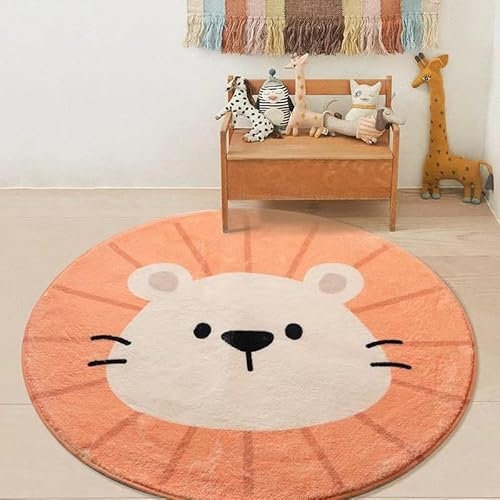 Herfair Teppich Kinderzimmer Kinderteppich Spielteppich Krabbelteppich Kurzflor Motiv Sonne 3D Effekt Weich Moderne Deko Kinderzimmer Babymatte Weich Teppich (Großer Bär,60CM)