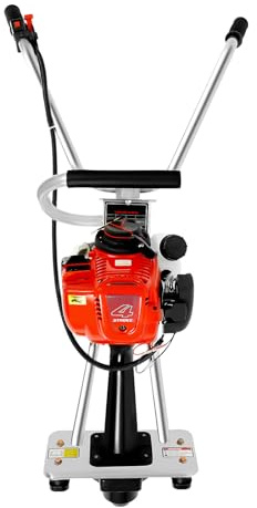 4 Stroke Concrete Vibrator Screed Concrete Vibrating Tamp Beam Finisher Floor Vibration Leveling Machine, 35.8cc Screed Gasoline Engine for Vibrating Cement Concrete Pavement, Red (No Ruler)