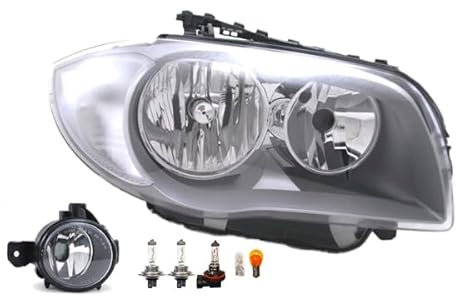 Johns, Scheinwerfer Halogen HSW passend für BMW 1er E81 E82 E87 E88 07-09 H7 H7 Rechts + Nebelscheinwerfer + Leuchtmittel
