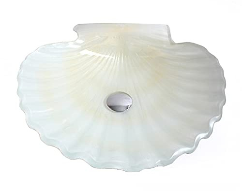 MOOWI Bathroom Vessel Sink Tempered Glass Bathroom Vessel Sink Shell Shape Above Counter Bathroom Vessel Vanity Sink Washing Art Basin Bowl Vessel Sink (Color : A)