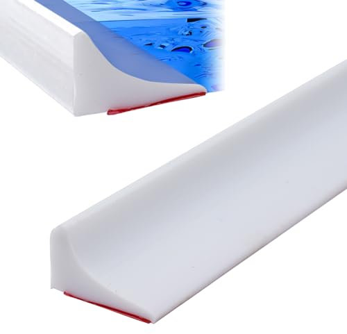 Silicone Water Stopper Shower Splash Protection, 200 cm Walk-in Shower Floor Water Barrier, Silicone Shower Threshold for Frameless Shower Door, Water Stopper Strip for Wet and Dry Separation (White)