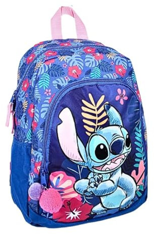 mybagstory - Mochila de puntada para niña, color púrpura, para niños, escuela infantil, guardería, primaria, mochila para niña, tirantes ajustables, idea de regalo, 38 cm, Púrpura - Stitch, 38 cm