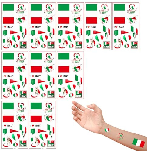 Campionato Europeo di Calcio 2024 Bandiera Italia Tatuaggi Temporanei,2024 Giochi Olimpici Tattoo Stickers,Bandiera Adesivi Tatuaggi Set,Bandiera Temporary Tattoos Stickers per la Coppa del Mondo