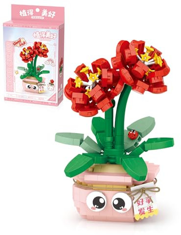 MEIEST Mini Flower Succulent Bonsai Building Blocks,Simulation Pot Plant Particle Flower Botanical Collection Construction Building Bricks Toy,Home Decors (Amaryllis)