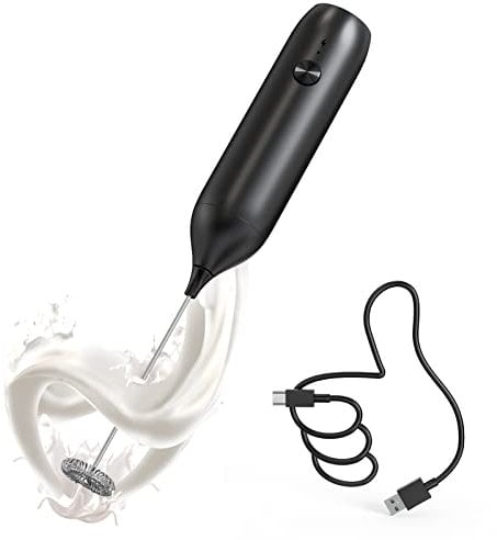 CIRCLE JOY Espumador de Leche Eléctrico de Mano Recargable Portátil Mini Batidora Leche Espuma para Capuchino, Café y Leche, Negro