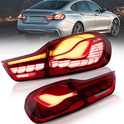 VLAND Rücklichter passend für BWM M4 4er Coupé/Cabriolet F32 F33 F82 F83 2013-2020 & 4 Gran Coupé F36 14-20, 3D-Ani-mation Drachenmaßstab,mit E-Prüfzeichen,rot