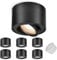 GeyouLux 6x LED Aufbauspot Schwarz - Extra Flach & 38° Schwenkbar - Ø80x50mm Aufputz Deckenleuchte - 5W 4000K 230V Modul - Deckenstrahler Aufbaustrahler