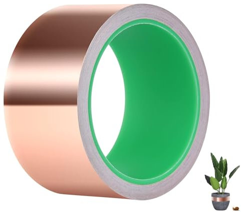 Cerkkapo Kupferband 50mm x 20m Hochwertiges, Beidseitig Leitfähiges und Selbstklebendes Kupferfolie Klebeband für EMI-Abschirmung, Erdung, Löten und wirksamen Schneckenschutz in Garten & Hochbeete