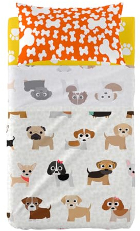 HappyFriday Mr. Fox Dogs D1614177 Bettwäsche-Set, Mehrfarbig, für Babybett, 2-teilig, EAN: 8420001046401