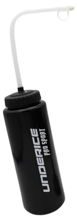 rockible Botella de Agua Deportiva, Pajita Larga Flexible, Portátil, Ligera, Capacidad de 1L, Taza de Agua para Entrenamiento de Béisbol Y Hockey, Negro