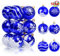 Joiedomi 12 Stück weihnachtliche Blaue und weiße Kugelornamente, 5,8 cm, zarte Bemalung und glitzernde Weihnachtsbaumdekoration, Verschiedene bruchsichere Kugelornamente für Innendekoration