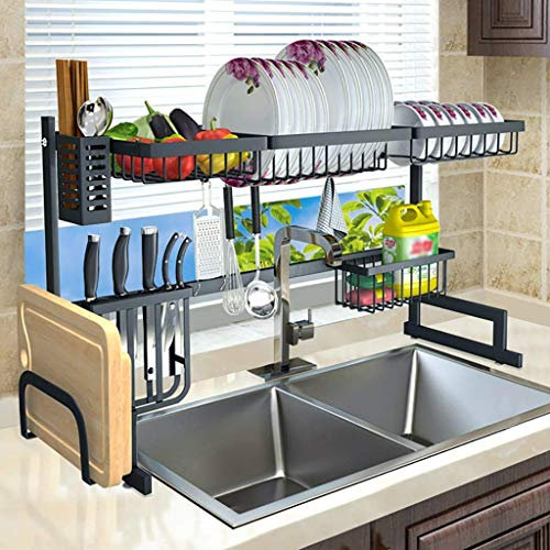 ZSDBYT Abtropfgestell, Abtropfgestell, Abtropffläche aus Edelstahl, Aufbewahrungszubehör für Küchenbedarf