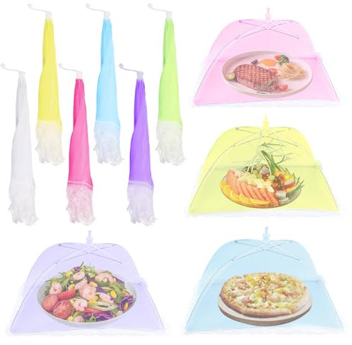 Huanmin Campana Protectora Comida, 6PCS Cubierta Protectora Alimentos, Fundas de Comida Alimentos Cubiertas Malla para Comida, Fruta, Picnic, Barbacoa, Blanco Cocina, Camping