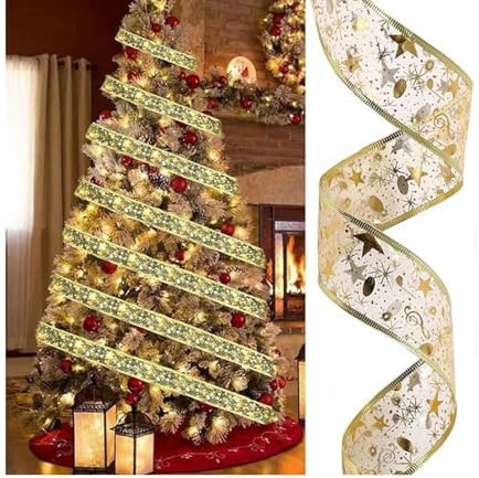 Nastro Luminoso Albero Natale Luce Led 3MT Argento Decorazioni (ORO)