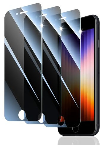 3 Stück Sichtschutz Panzer Schutz Glas für iPhone 6/6S/7/8/SE3/SE2020/SE2022, Anti-Spähen Gehärtetes Glas Schutzfolie, Panzerglas Privacy Panzerfolie Displayschutzfolie, 9H Härte, Anti- Kratzer