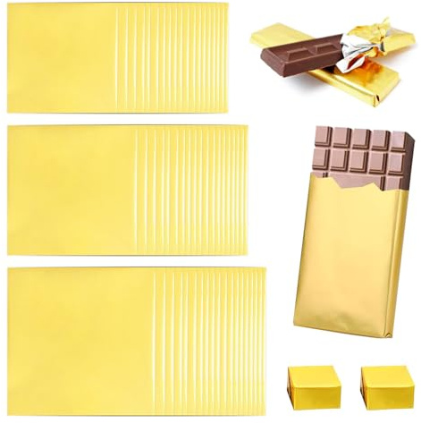 AstraGlam Schokoladen Verpackung Goldene Alufolie, 10x10cm, 100 Stück Lebensmittelecht, Perfekt Für Geschenkpapier Und DIY Projekte Bei Festen Und Feiern