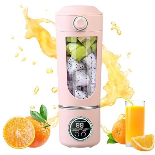 Portable Blender, 700ml Powerful Cordless Mini Blender, Rechargeable Portable Smoothies, Leakproof Lid & Sip Spout, Personal Blender with 12 Sharp Blade for Protein Shakes, Frozen Fruit (Pink)