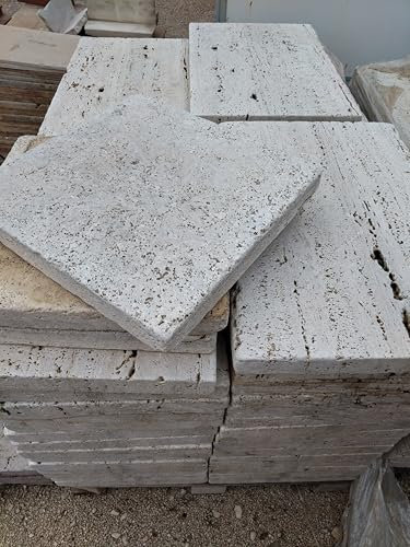 Generico Lastroni in Pietra per Pavimentazione, 40x40x5 cm, Finitura Rustica, Colore Bianco