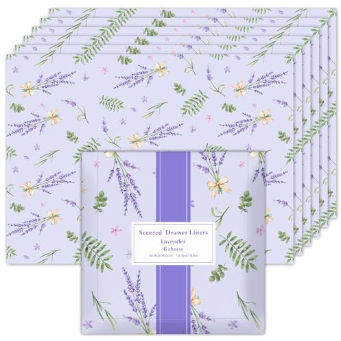 SCENTORINI Carta Profumata per Cassetti, 6 Fogli Profumati per Cassetti, Armadio, Carta Profumata da Decorazione (viola-lavanda)