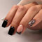 False Nails Short - 24pcs Black False Nails with Glue - Leopard Print Press on Nails French Tip - 12 Sizes Maillard French Tip False nails - Glossy,Reusable Acrylic Nail for Women Girls