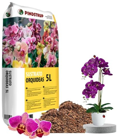 PINDSTRUP®- 5 L - Sustrato Orquideas Naturales | Corteza de Pino Fresca, Turba de Sphagnum, Abono Orquideas NPK y SuperFosfato (raices y floracion) | Granulometria 0-20 mm | Tierra para Orquideas