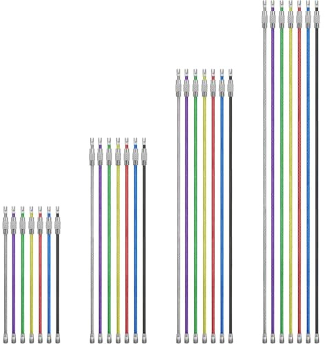 WUBAYI Paquete de 28 llaveros de alambre de acero inoxidable de colores, 7 colores, 10/15/20/25 cm, 2 mm, llaveros de alambre recubierto de nailon para equipaje, bolsos, llaves, etiquetas de