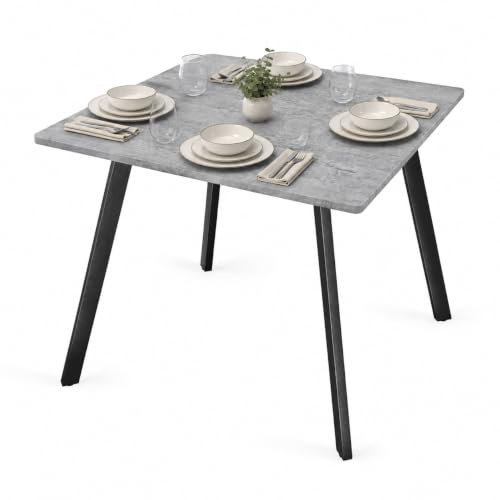 URBNLIVING 4-Seater Square Table 80x80cm, Wood Finish Top, Metal Legs, 75cm Height, Compact Modern Dining Furniture for Kitchen or Small Spaces