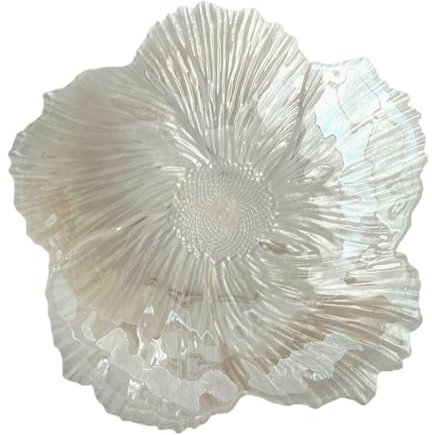 EHJRE Plato de Vidrio con Forma de Flor para Presentar Pasteles Y Organizar Adornos, L