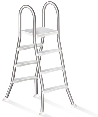 Errzom 4 Stufige Poolleiter Edelstahl, Pooltreppe für Aufstellpool, Poolleiter 132 cm Poolhöhe, Pool Treppe, Poolstufen für Aufstellpools, Schwimmbadleiter Poolleitern 250 kg Tragkraft