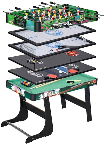 HOMCOM Tavolo Multigioco 6 in 1 Pieghevole per Adulti Bambini 118x104x71 cm