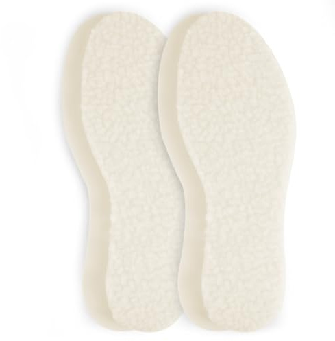 Alaoo 2 Paar Lammwolle Einlegesohlen, natürliche Wärmesohlen mit Latexdämpfung,Schuheinlagen Winter für Damen und Herren,Dicke 9 mm,43