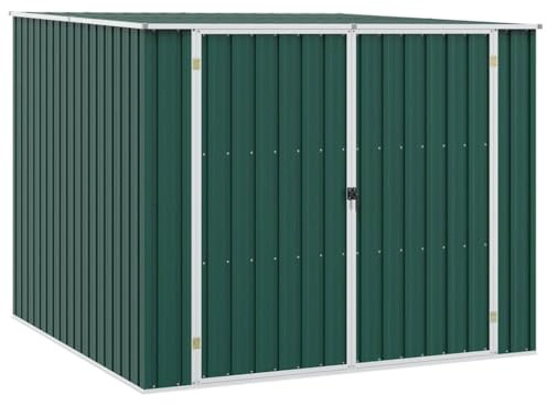 Refined Gerätehaus ohne Boden Doppeltür Schrägdach Geräteschuppen Schuppen Gartenhaus Gartenschuppen Grün 195x198x159 cm Verzinkter Stahl