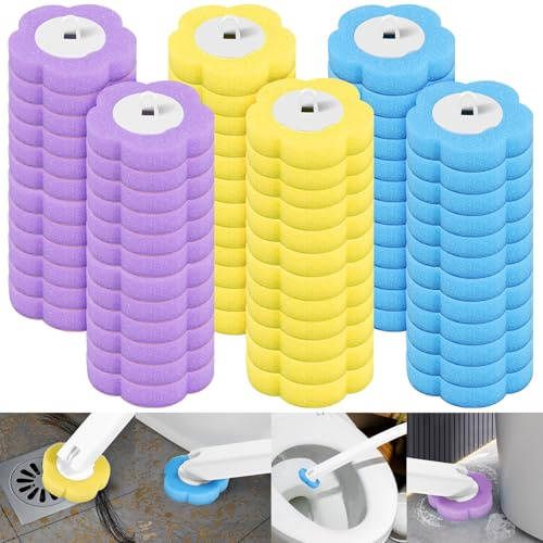 Lot de 72 recharges de brosse WC jetables - Accessoires de nettoyage - Kit de nettoyage de brosse WC avec têtes de recharge de bâtonnets parfumés interchangeables pour la salle de bain