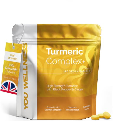 Turmeric Tablets 2500mg Extract | 95% Curcumin with Black Pepper & Ginger Complex | High Strength Turmeric Supplement | Non-GMO, 120 Count | UK Made