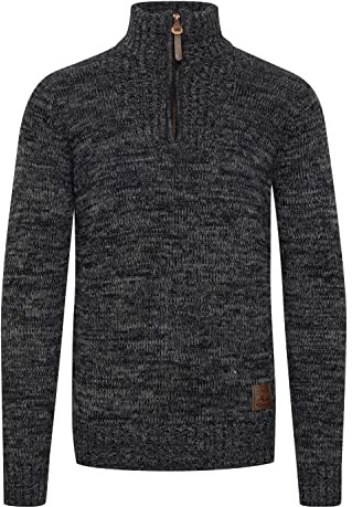 !Solid SDPhilostrate Herren Strickpullover Troyer Grobstrick Pullover mit Troyerkragen 100% Baumwolle Regular fit, Größe:M, Farbe:Black (9000)