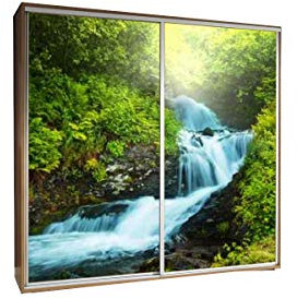 mb-moebel Kleiderschrank Schrank Gaderobe Schiebtüren 205 cm Wasserfall (Korpus: Wenge)