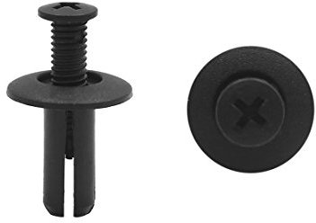 sourcing map 100pcs 8mm Agujero 20mm Grapa de Parachoques Guardabarros Maletero Tornillo Plástico Negro