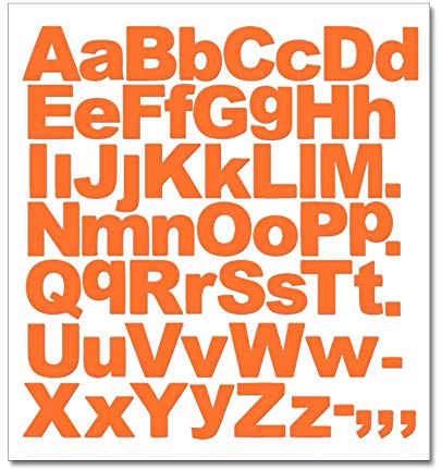 1 x Set of A-Z Orange Capital & Small Letters Full Alphabet - Removable Self Adhesive Waterproof Durable Vinyl Stickers - Cut to the sticker Shape - size 50mm