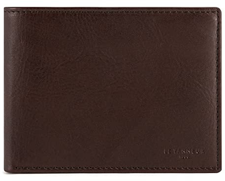 Le Tanneur, portefeuille, en cuir huilé, Gary, homme, poche ID, 3 poches plates, poche monnaie rabat, 2 poches billets, 6 compartiments cartes, accessoire métallique finition argent