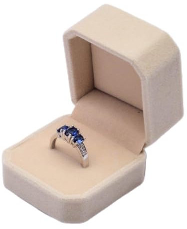Danigrefinb Velvet Engagement Wedding Earring Ring Pendant Jewelry Display Box Gift Case Jewelry Organizers - Beige