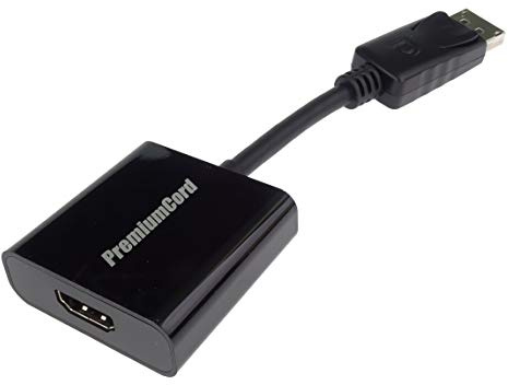 PremiumCord DisplayPort auf HDMI Adapter, Video Full HD 1080p 60Hz, DisplayPort Stecker auf HDMI Buchse, Länge: 15cm, schwarz