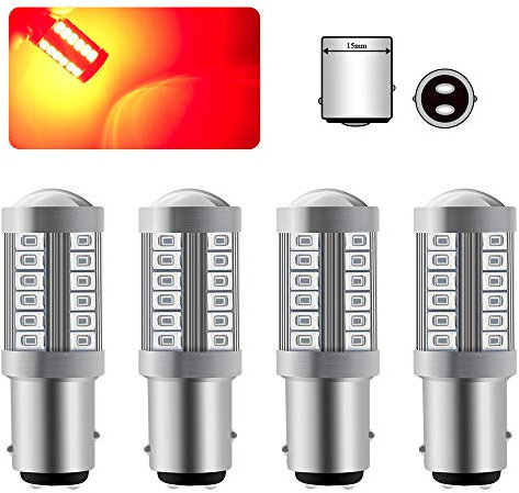 4 X 1157BAY15D P21/5W Bombilla LED Rojo Super Brillante 900LM 5630 33 SMD Luz De Marcha Atrás luz de freno niebla traseras posición 12-30 V
