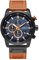 Curren Herren Armbanduhr Analog Casual Sport Multifunktions Kalender Chronograph Stoppuhr Sekunde Lederband Verstellbar Sicherheitsschnalle, Kaffee-schwarz, M, Sport