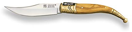 Joker Navaja clásica jerezana Sevillana NO01 con virola de latón, puño de Madera de Olivo y Hoja 9,5 cm, Herramienta de Pesca, Caza, Camping y Senderismo