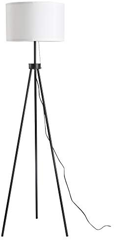 HOMCOM Stehlampe Stehleuchte Standleuchte E27, Stahl+Polyester, 37x37x152cm (Schwarz+Weiß)
