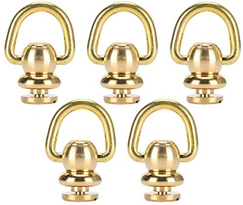 Fydun Rivets en Laiton 5 Ensembles Clou en D Anneau Chicago Goujon en métal et vis pour Cloche de Parfum d'artisanat en Cuir Or, 10x5mm