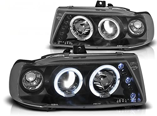 LED Angel Eyes Scheinwerfer Set in schwarz für Seat Ibiza/Cordoba/Polo VARIANT, SEDAN 10.93-08.1999