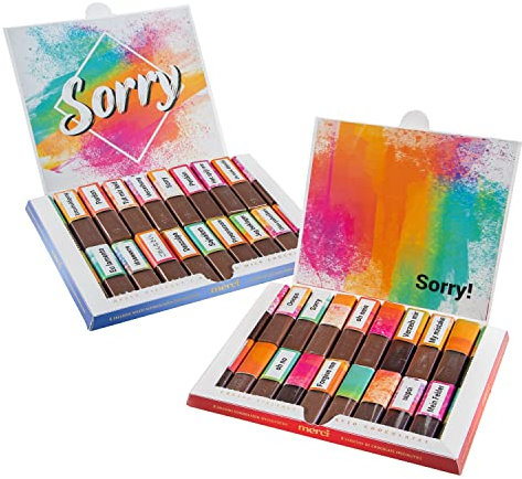 younikat Aufkleber-Set Sorry passend für Merci Schokolade mit Sorry in verschiedenen Sprachen und blanko Aufklebern I selbstklebend I ohne Schokolade I dv912