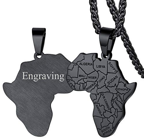 FaithHeart Herren Männer Afrika Landkarte Halskette Hip pop Kettenanhänger Afrikanische Landkarte Kette für Männer Herren