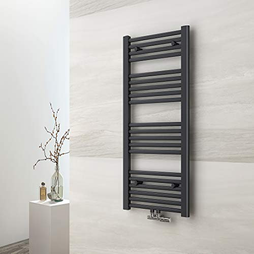 EMKE Badheizkörper 1000x400 mm, Handtuchheizkörper Mittelanschluss Badheizkörper Handtuchhalter Handtuchwärmer Handtuchtrockner Heizkörper Bad Handtuchheizung Anthrazit 356W